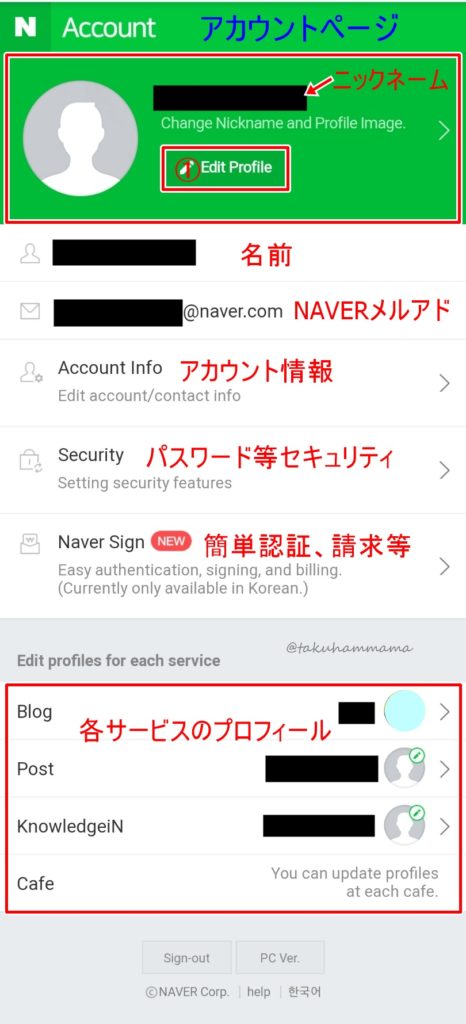 Naver ネイバー アカウント Id 情報の編集 変更の仕方 Ham S Room